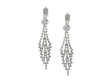 Silvertone Drop Rhinestone Wedding Formal Post Pin Earrings