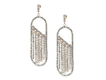 Goldtone Drop Rhinestone Wedding Formal Post Pin Earrings