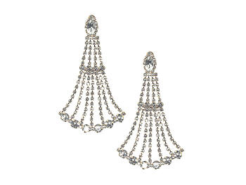 Goldtone Drop Rhinestone Wedding Formal Post Pin Earrings
