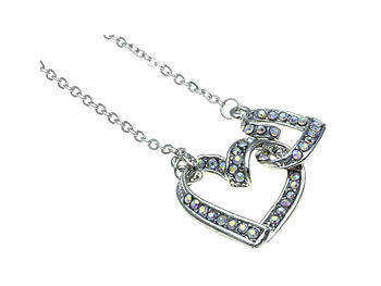 Aurore Boreale Heart Necklace in Silvertone