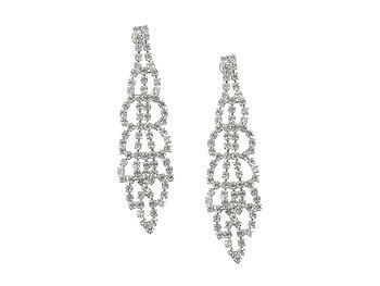 Silvertone Drop Rhinestone Wedding Formal Post Pin Earrings