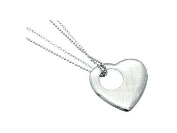 Metal Heart Scratched Charm Necklace