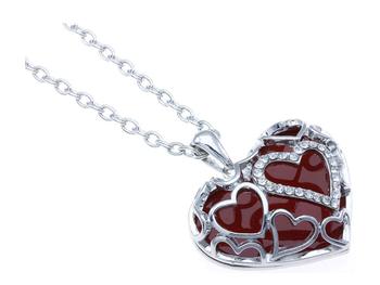 Red Crystal Stone Hearts Necklace