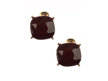 Cushion Cut Faceted Lucite Stone Metal Setting Post Pin Earrings