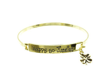 Goldtone Happy Go Lucky Hook Style Bangle Bracelet