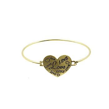 Love Message Heart Wire Bangle Bracelet