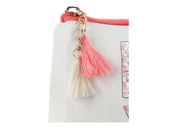 Orange Multi Color Love Vinyl Carry-All Pouch Bag Accessory with Tassel