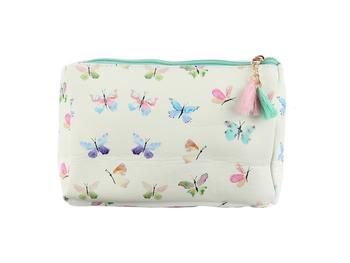 Green Multi Color Butterfly Vinyl Carry-All Pouch Bag Accessory with Tassel