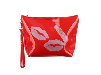 Red Glittery Lips Vinyl Carry All Pouch Bag Accessory