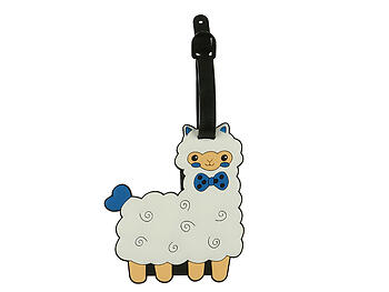 Sheep w/ Blue Tie ~ Travel Suitcase ID Luggage Tag and Suitcase Label