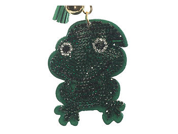 Frog Tassel Bling Faux Suede Stuffed Pillow Key Chain Handbag Charm