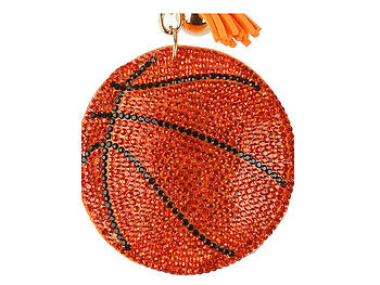 Basketball Tassel Bling Faux Suede Stuffed Pillow Key Chain Handbag Charm