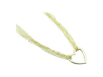 Multi Stranded Heart Link Necklace in Gold Tone