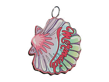 Mermaid Seashell Faux Leather Zip Closure Coin Pouch Keychain