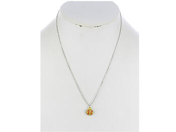 Dainty Crystal Stone Paved Yellow Softball Necklace