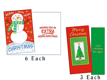 Extra Merry Christmas ~ 9 Pack Holiday Greeting Cards