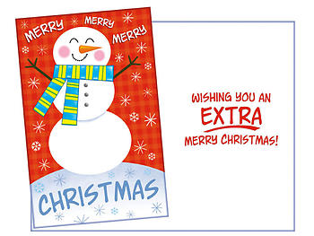 Extra Merry Christmas ~ 6 Pack Holiday Greeting Cards