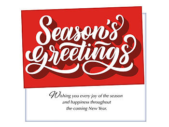Red Seasons Greetings ~ 6 Pack Holiday Greeting Cards