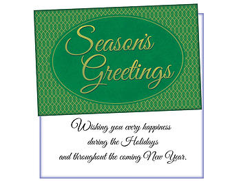 Green Seasons Greetings ~ 6 Pack Holiday Greeting Cards