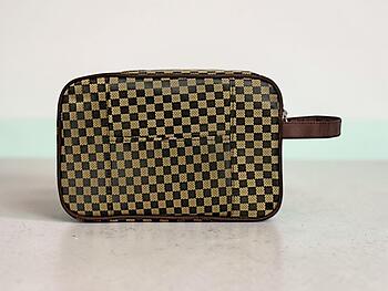 Men's Brown Accessory Zip Top Toiletry Travel Bag