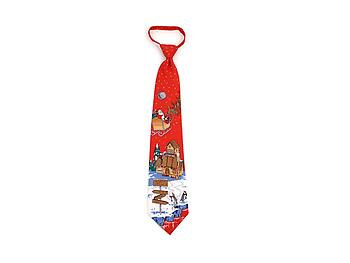 Men's ~ Boy's Red North Pole Poly Zipper Christmas Tie