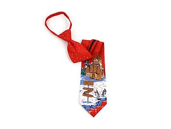 Men's ~ Boy's Red North Pole Poly Zipper Christmas Tie