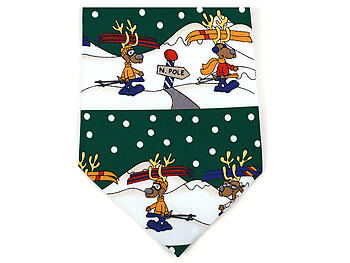 Boy's Green Reindeer 100% Polyester Christmas Tie