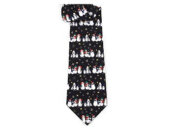 Boy's Black Snowmen 100% Polyester Christmas Tie