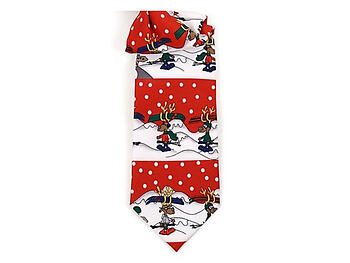 Boy's Red Reindeer 100% Polyester Christmas Tie