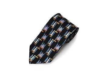 Blue Men's Sailing Polyester Printed Novelty Tie