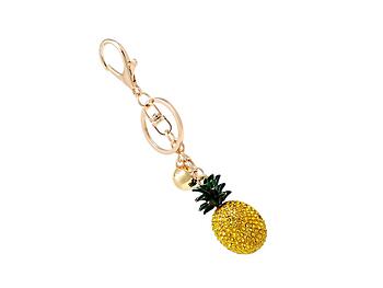 Metal Crystal Stone Pineapple Shaped Pendant Key Chain Handbag Charm