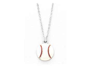 Playful Enamel White Baseball Necklace