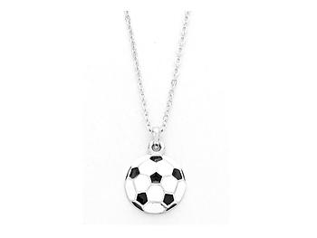 Playful Enamel White Soccer Ball Necklace