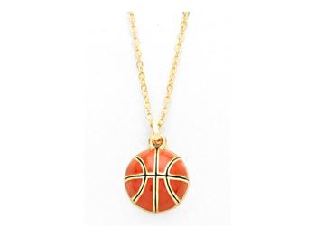 Playful Enamel Brown Basketball Necklace