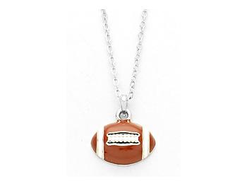 Playful Enamel Brown Football Necklace