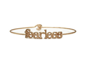 Fearless Inspirational Message Stencil Wire Hook Clasp Bangle Bracelet