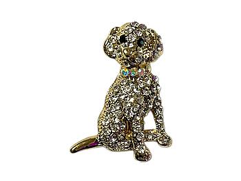 Goldtone Adorable Sitting Puppy Dog Brooch