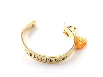 Nothing is Impossible Message Cuff Style Bracelet