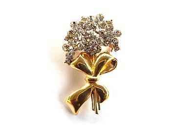 Goldtone Crystal Bouquet Pin Brooch