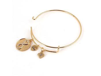 Goldtone Metal Infinity Charm Bangle Bracelet