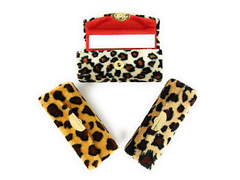 Velvet Cheetah Print Lipstick Case Holder w/ Mirror