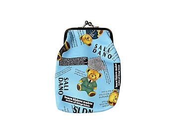 Blue Teddy Bear Large Snap Closure Coin Purse Wallet