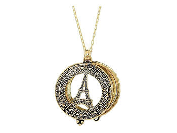 Goldtone Paris Eiffel Tower Magnifying Glass Pendant Necklace