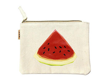 Watermelon Small Cotton Canvas Cosmetic Zipper Eco Pouch Bag