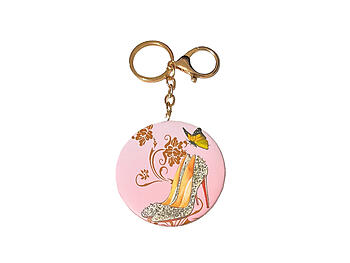 Pink Butterfly & Heels Keychain w/ Cosmetic Mirror