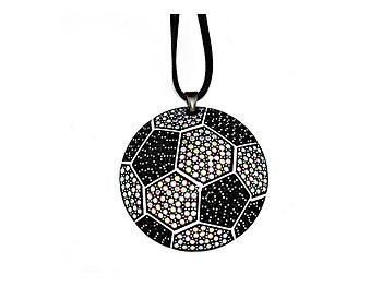 Faceted Crystal Pave Soccer Pendant Necklace