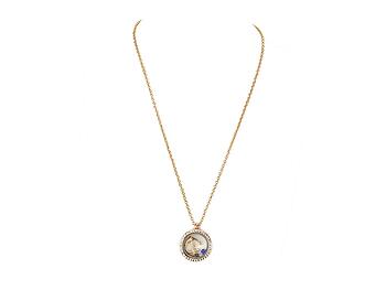 Goldtone Anchor Floating Charm Locket Pendant Necklace