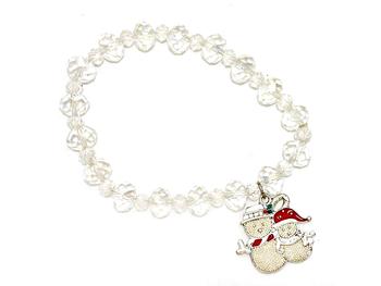 Christmas Snowman Glass Bead Stretch Bracelet