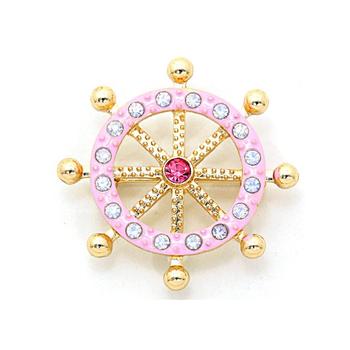 Pink Crystal Enamel Bubble Helm Pin Brooch