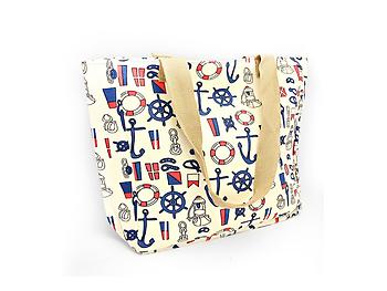Ivory Anchor Print Tote Bag